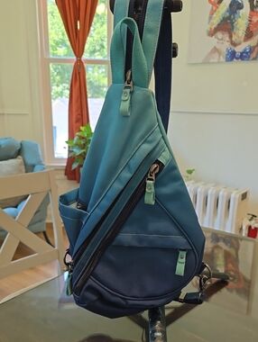 Teal and Navy Sling Crossbody Backpack